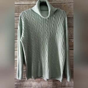 Women's Sage Cable Knit Turtleneck Sweater, Talbots